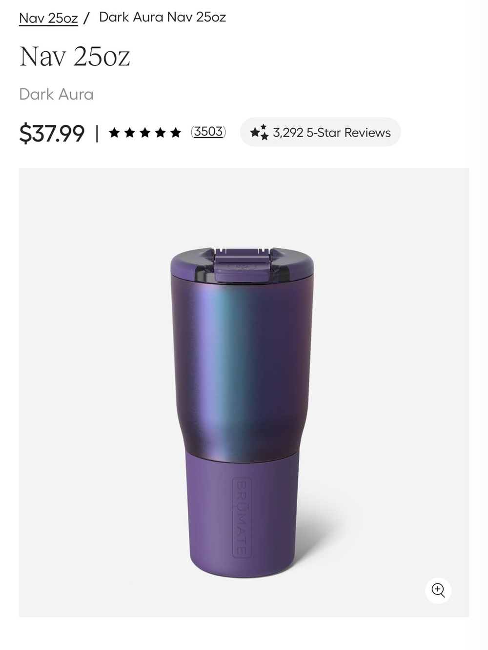 Brumate Nav 25oz Travel Tumbler — Dark Aura (Purple/Blue)